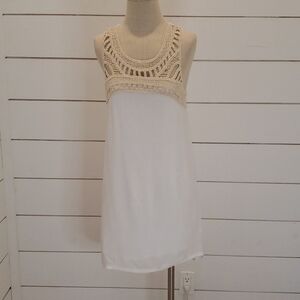 KLOZLYNE large white cotton sundress with crochet neckline